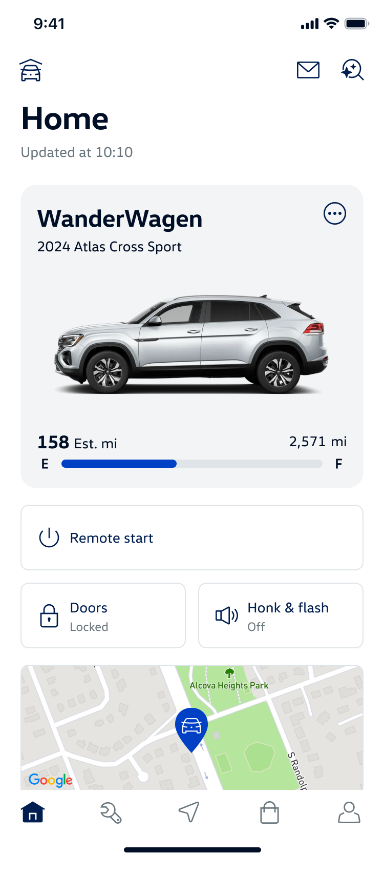 Current app homepage