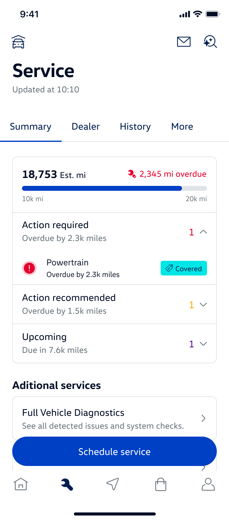 Service summary redesign before usability testing