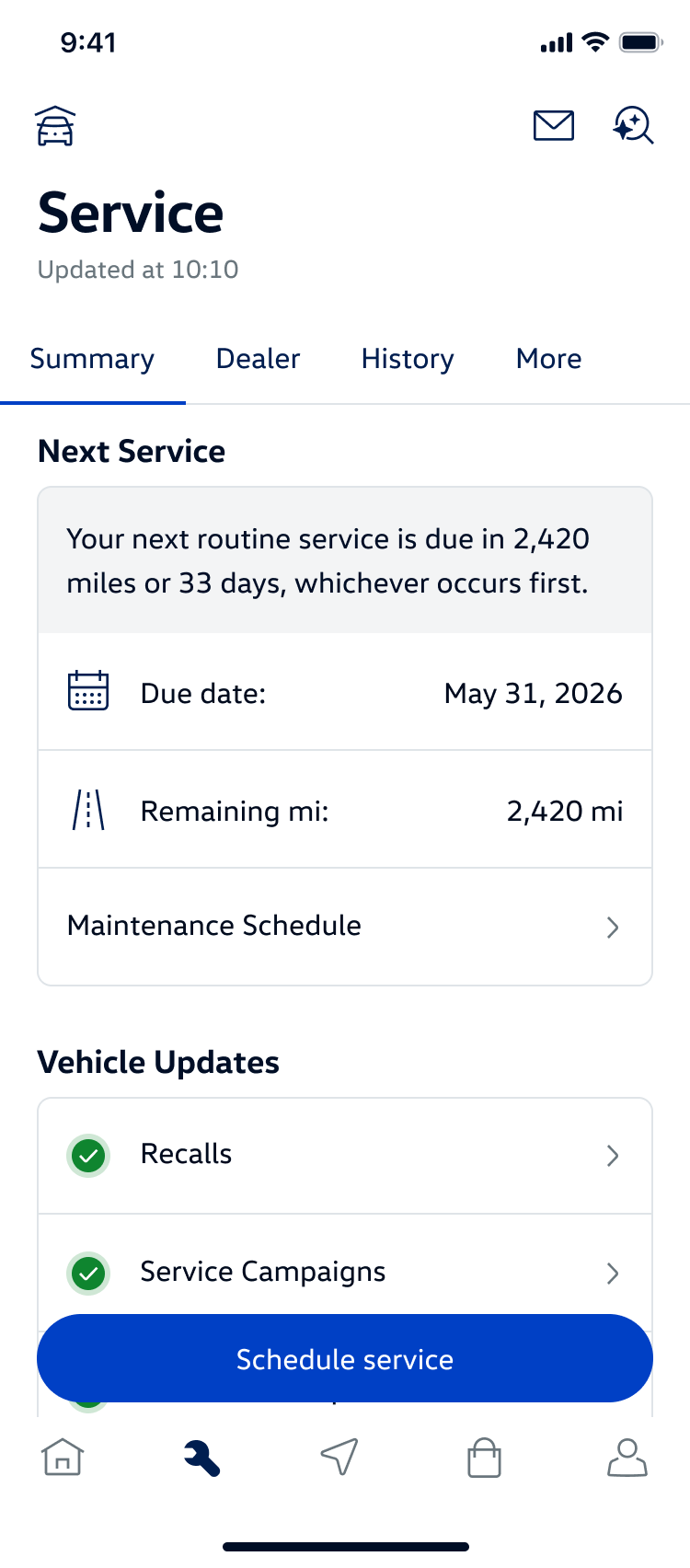 Original service summary